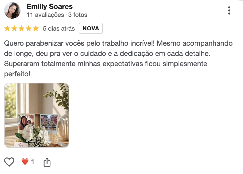 Avaliação de cliente no Google 1