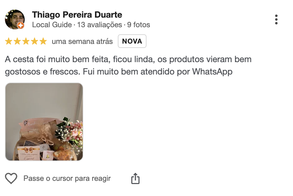 Avaliação de cliente no Google 2