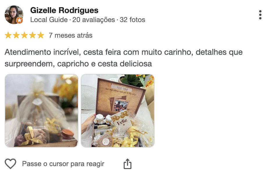 Avaliação de cliente no Google 5